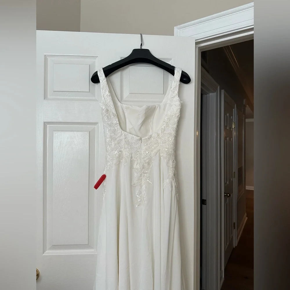 Scarlett White Chiffon A-Line Wedding Dress - Picture 9 of 13